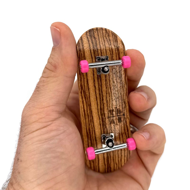 Teak Tuning 32mm Pro Fingerboard Complete Fully Assembled with Pro Level Components Pro Shaped Wooden Deck 32x97mm UltraSpin Bearing Wheels Prodigy Gen2 Trucks Pink Zebra - Image 2
