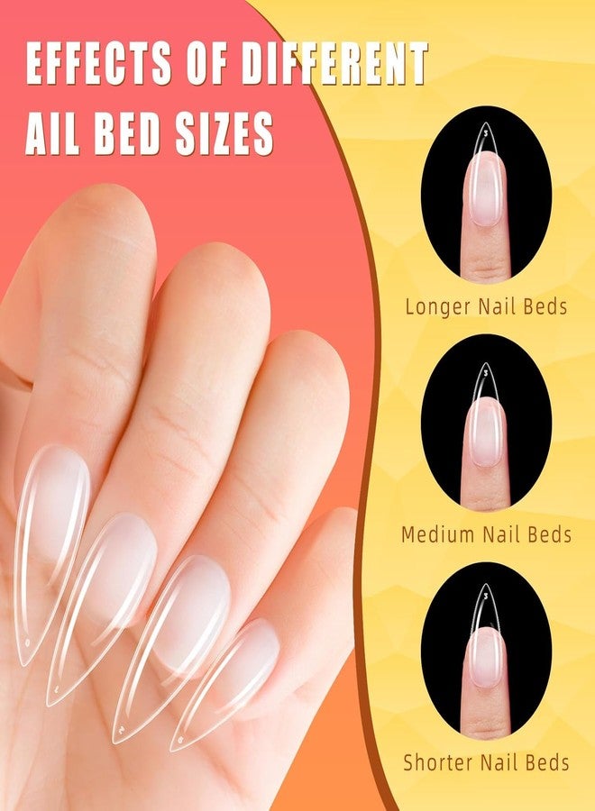 ADOERE Professional Soft Gel Nail Tips, 550 Pieces Clear False Nails for Extension, Full Cover with Storage Box, DIY Nail Art, Salon Use (Half Matte Medium Stiletto) - Image 5