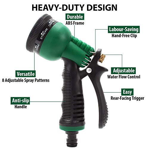 EPISKEY® Heavy Duty Expandable Garden Hose - Flexible Water Pipe with Double Latex Core, 8 Pattern Spray Gun, Braided Outer Layer - Small No Kink Hose (Size : 1/2 inch - Length: 30M_GUN) - Image 5