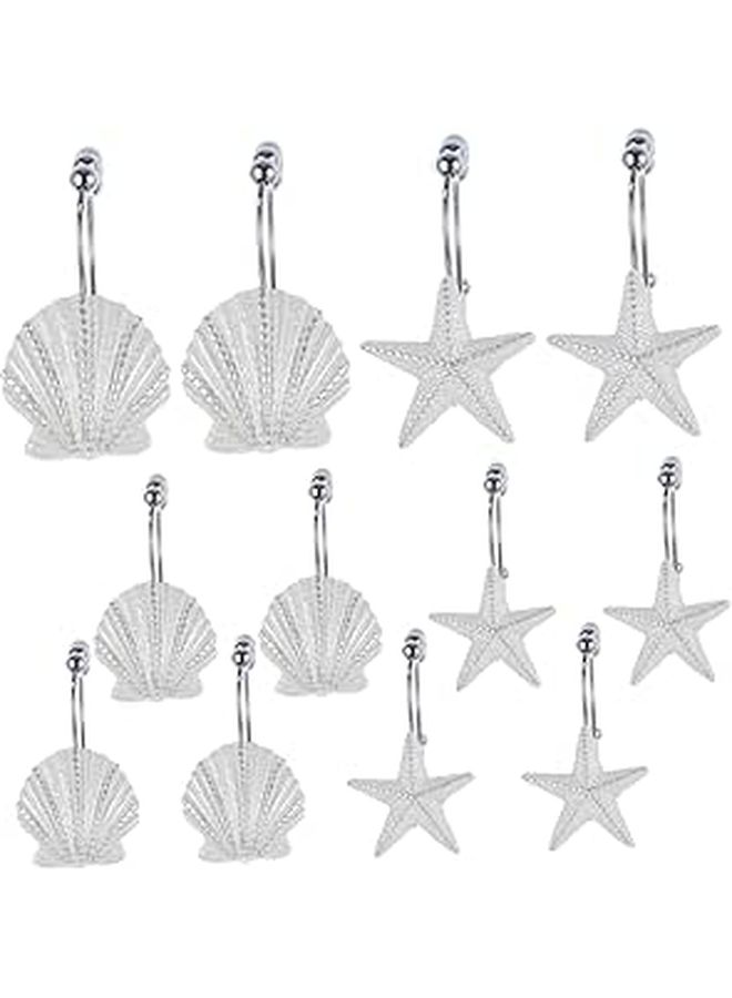 Ocean Theme Stainless Steel Shower Curtain Hooks Set of 12 Fish Decor Bathroom Decor - Image 1