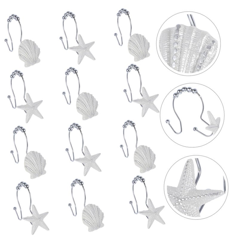 Ocean Theme Stainless Steel Shower Curtain Hooks Set of 12 Fish Decor Bathroom Decor - Image 3