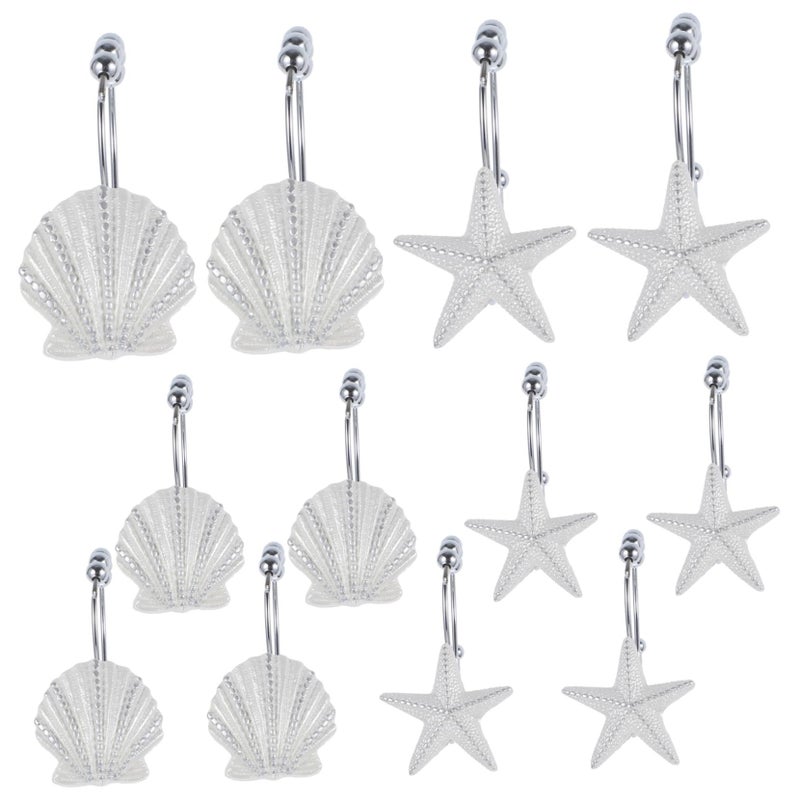 Ocean Theme Stainless Steel Shower Curtain Hooks Set of 12 Fish Decor Bathroom Decor - Image 2