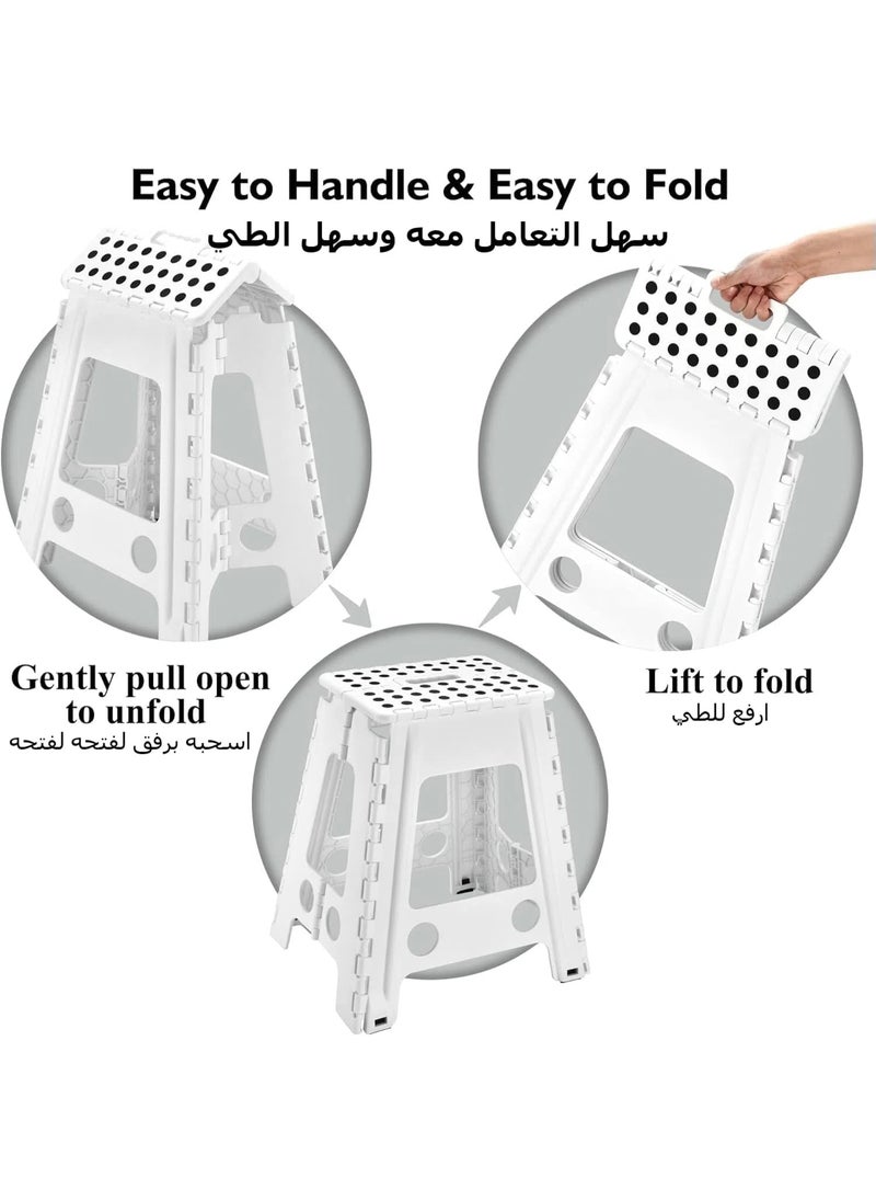 CENXI Folding Step Stool, Heavy Duty Plastic Foldable Step Stool Lightweight Foot Stool with Portable Handle, Compact Plastic Foldable Step Stool for Bathroom,Bedroom, Kitchen  - Image 2