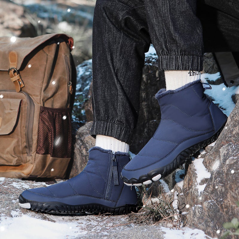 Snow Boots Winter and Spring Warm Outdoor Couple''s Cotton Shoes Casual Hiking Cotton Shoes Non-slip Wear-resistant Waterproof fleece-lined - Image 2