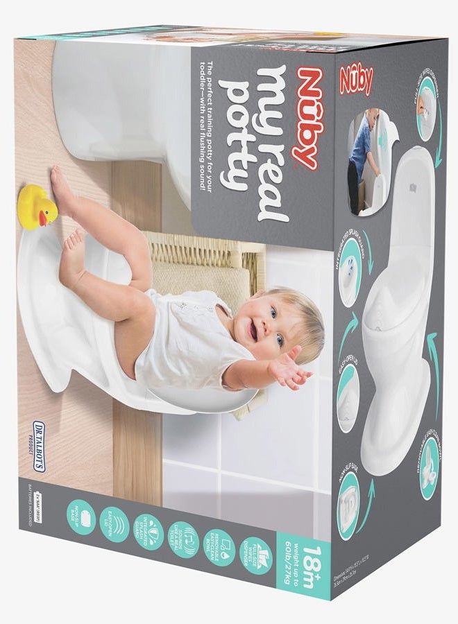 Nuby My Real Potty Training Toilet with Life-Like Flush Button and Sound - 18+ Months - White - Image 4