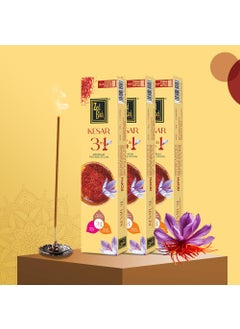 Zed Black Zed Black Kesar 3 in 1 Incense Sticks Pack of 3 Agarbatti Stick Nature Inspired Fragrances for Puja, Meditation, Refreshing Ambience - Free 1 N Matchbox Inside  - Image 2