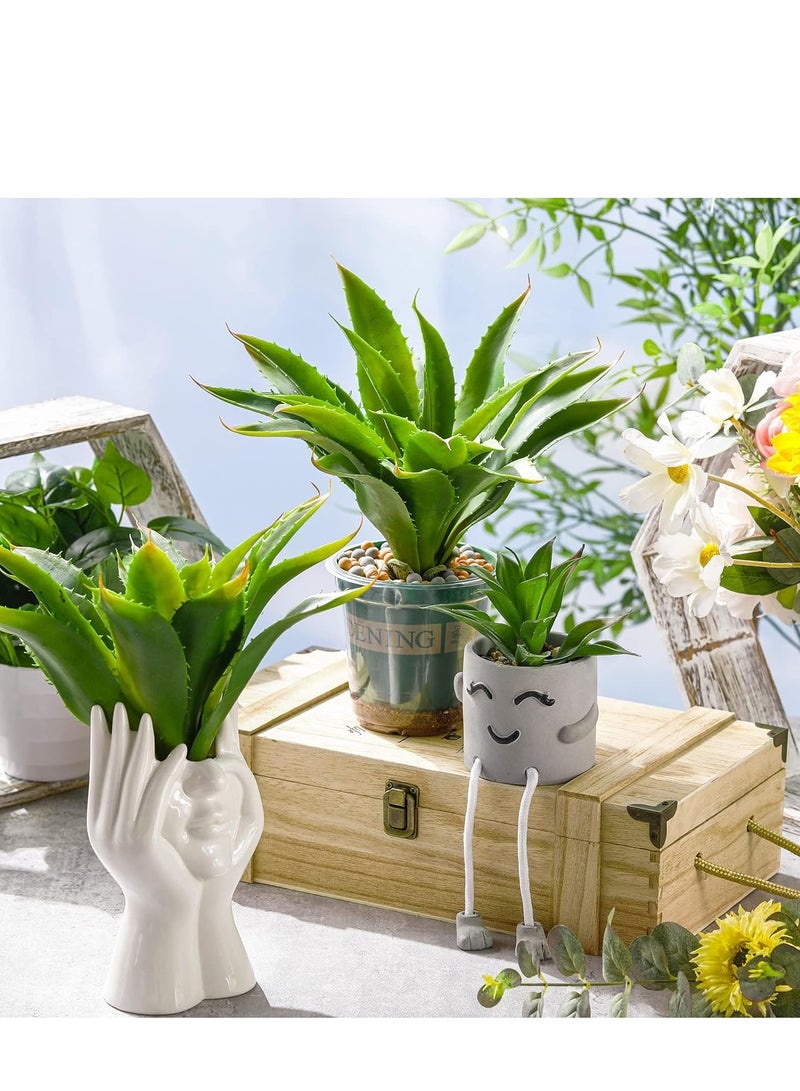 SYOSI 4 Pcs Artificial Succulents Plants Large Fake Faux Unpotted Leaves Realistic Aloe Plant DIY Crafting Greenery Indoor Decor for Home  - Image 1