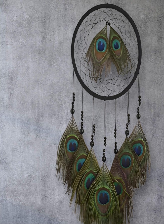 AtLoGs Peacock Feather Dream Catcher Wall Hanging for Good Dreams, Positive Energy || Decorative Showpiece, Wall Decor, Bedroom, Living Room Decor, Housewarming, Spiritual Items, Wall Vastu || Length - 45 Cm - Image 4