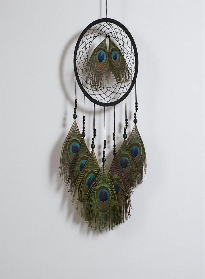 AtLoGs Peacock Feather Dream Catcher Wall Hanging for Good Dreams, Positive Energy || Decorative Showpiece, Wall Decor, Bedroom, Living Room Decor, Housewarming, Spiritual Items, Wall Vastu || Length - 45 Cm - Image 1