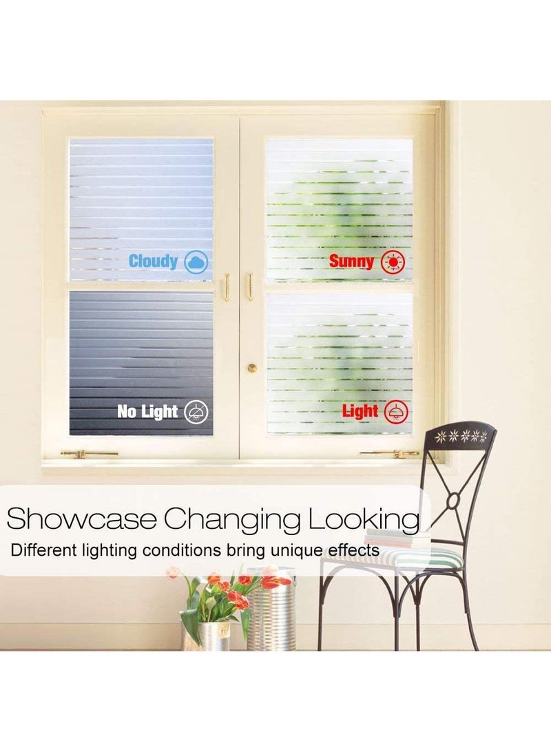 Y&D Window Film Decorative Privacy No Glue Stripe Pattern Glass Sticker For Door Home House Ofiice Heat Control Anti UV 90 x 200 cm  - Image 4