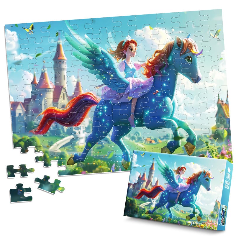Biarek 100 Piece Puzzles for Kids Ages 46 68 810 Princess Puzzle for Girls Large Piece Jigsaw Puzzles Kids Educational Gifts Children Learning Toys Cartoon - Image 2