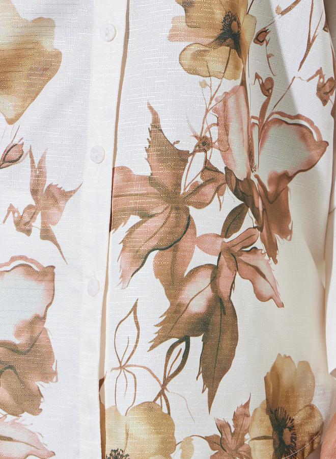 Styli Off White Floral Print 3/4 Sleeve Shirt - Image 3