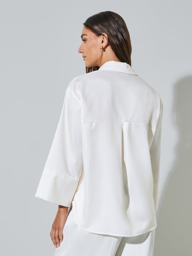 Styli Off White Floral Print 3/4 Sleeve Shirt - Image 4
