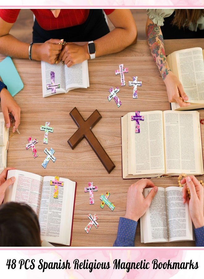 Skyygemm 48 Pcs Spanish Bible Verse Magnetic Bookmarks Separadores para Biblia En Spanish Cross Bookmarks for Bible Christian Gift for Women Bulk Mother's Day Church Gift's for Study Supplies - Image 4