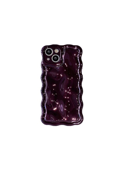 Solid Color Electroplated Water Corrugated IPhone16prax Phone Case Apple 15/14 16e Advanced Sense-Color:xym Wave Meteorite Plating Purple-Applicable Model:16pro Max (without Packaging)