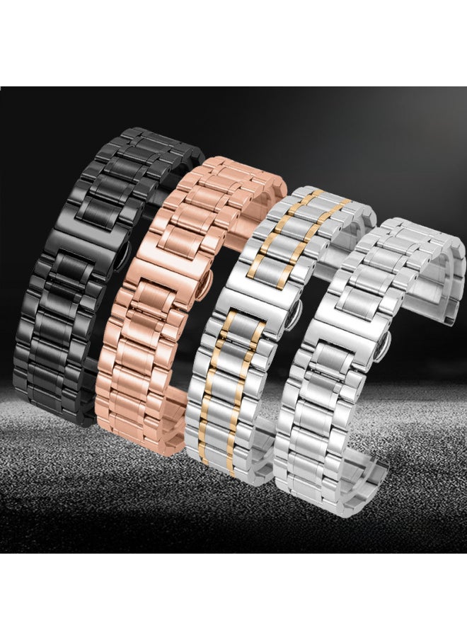 Generic - Smart Watch Strap Five Beads 304 Stainless Steel Solid Band For HuaweiFor SamsungFor AppleWatch Strap-Color:HW-gold [five-ball Steel Belt]]-Specifications:Size 14mm - Image 1