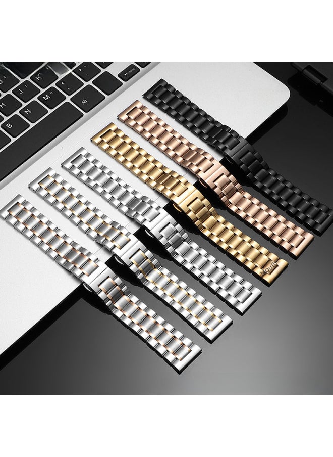 Generic - Smart Watch Strap Five Beads 304 Stainless Steel Solid Band For HuaweiFor SamsungFor AppleWatch Strap-Color:HW-gold [five-ball Steel Belt]]-Specifications:Size 14mm - Image 1