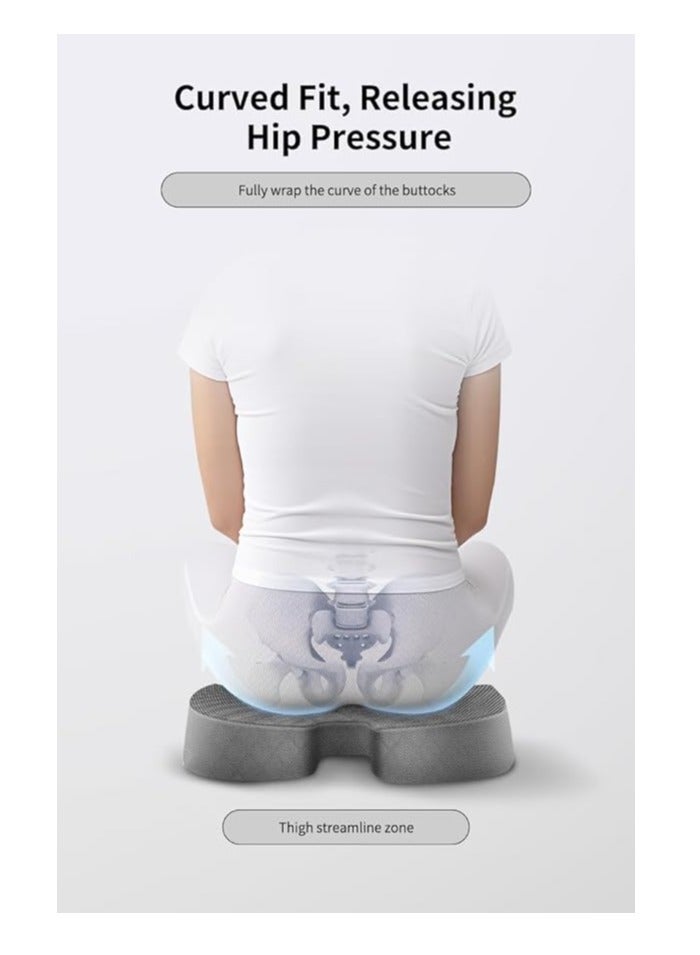 Gel Enhanced Seat Cushion – Office Chair Cushion – Non-Slip Gel  Memory Foam Coccyx Cushion for Tailbone Pain - Desk Chair Car Seat Cushion Driving - Sciatica  Back Pain Relief (Black) - Image 5