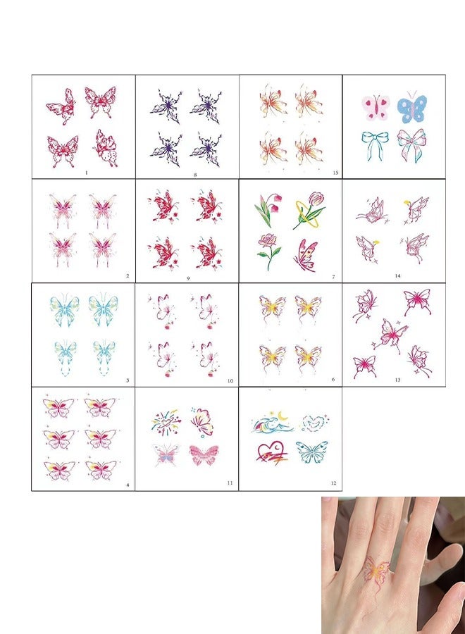 15 Waterproof Temporary Tattoo Stickers Butterfly Animal Feather Planet Wing Flower for Kids Adults Men and Women - Color - Image 1