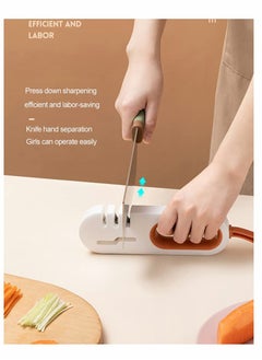 Excefore Kitchen Knife Sharpener, 4 in 1 Multifunctional Home Manual Knife Accessories 3-stage for Knives and Scissors (Blue)  - Image 3