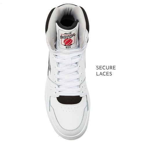 Avia 821 High Top Sneakers for Men, Indoor or Outdoor Mens Basketball Shoes - White/Black Trim, 8 Medium - Image 5