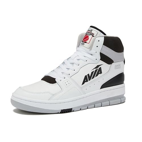 Avia 821 High Top Sneakers for Men, Indoor or Outdoor Mens Basketball Shoes - White/Black Trim, 8 Medium - Image 1