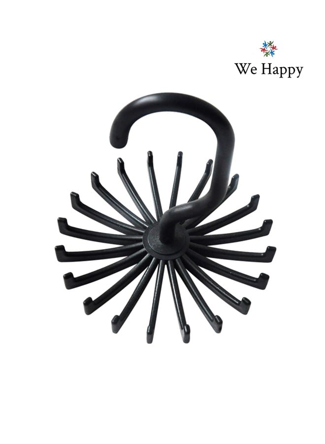 We Happy Pack of 6 Tie Holder Belt Hanger with Rotating 20 Hooks Durable Scarf and Accessories Organizer White Black  - Image 2