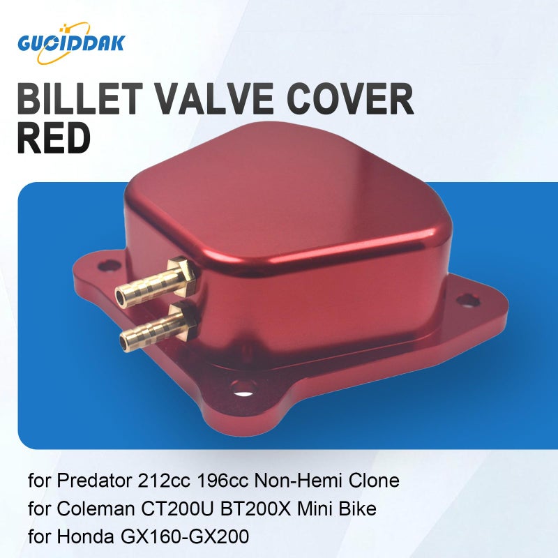 GUCIDDAK Billet Valve Cover for Predator 212cc 196cc Non-Hemi Clone,for Coleman CT200U BT200X Mini Bike,for Honda GX160-GX200, Red - Image 2