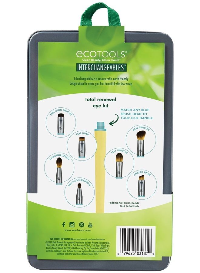 Ecotools Interchangeables Total Renewal Eye Makeup Brush Kit, Customizable Makeup Brushes for Eyeshadow, Travel-Friendly Kit, Eco-Friendly Synthetic Bristles, Cruelty Free & Vegan, 9 Piece Set - Image 2