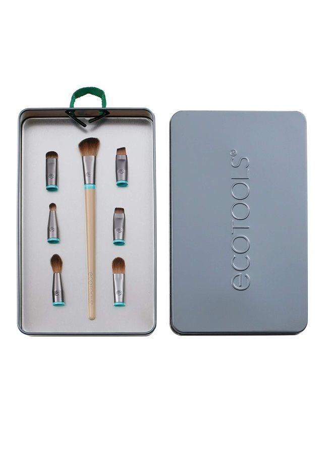 Ecotools Interchangeables Total Renewal Eye Makeup Brush Kit, Customizable Makeup Brushes for Eyeshadow, Travel-Friendly Kit, Eco-Friendly Synthetic Bristles, Cruelty Free & Vegan, 9 Piece Set - Image 4