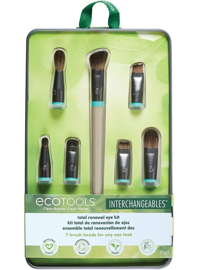 Ecotools Interchangeables Total Renewal Eye Makeup Brush Kit, Customizable Makeup Brushes for Eyeshadow, Travel-Friendly Kit, Eco-Friendly Synthetic Bristles, Cruelty Free & Vegan, 9 Piece Set - Image 1