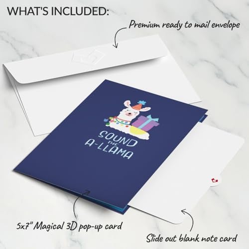 Lovepop Birthday Pop-Up Card for Her, Him, Men, Women - 3D Animal Greeting Cards - Sound The A-Llama - 5" x 7" - Blank Notecard & Envelope Included - Image 5