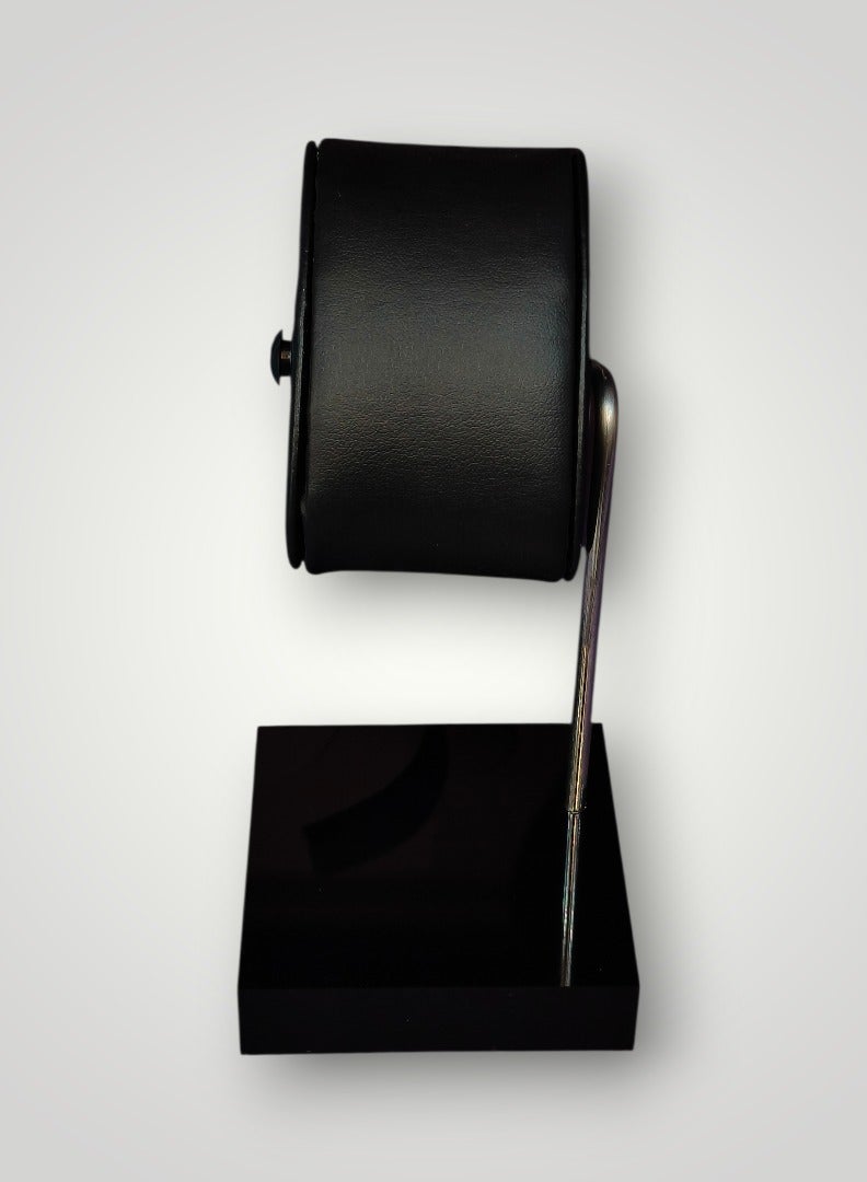 Al Seraj Luxury Watch Stand Display with Cylindrical Cushion | Premium Black Rexine Watch Holder with Metal Base | Elegant Watch Display Stand for Home, Showroom & Gift - Image 5