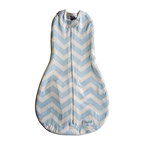 Woombie Grow with Me Baby Swaddle Convertible Swaddle Fits Babies 09 Months Expands to Wearable Blanket for Babies up to 18 Months Dreamy Blue Chevron