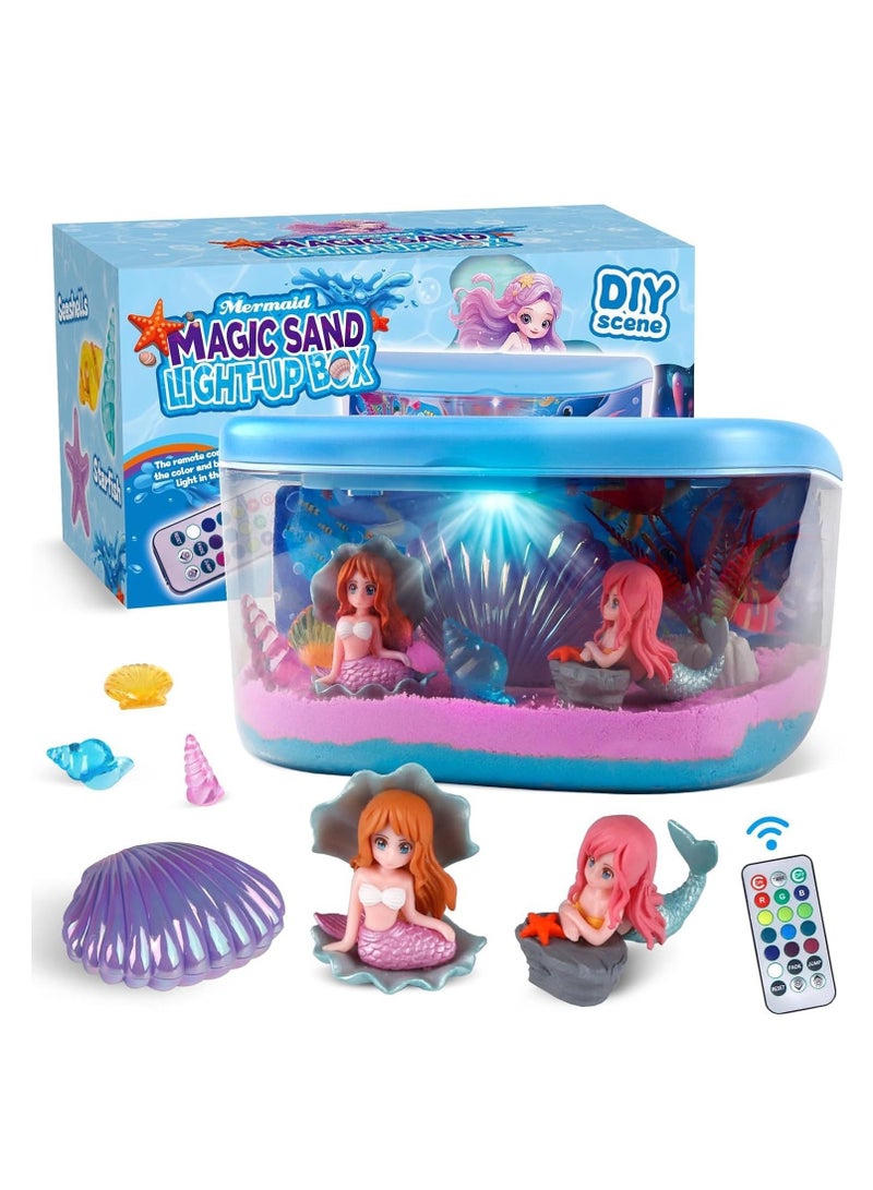 RAKAY Mermaid Terrarium Light Up Kit for Kids - Birthday Gift for Girls 4-5-6-7-8-12 Year Old, DIY Mermaid Craft Toy with LED Night Light & Remote - Creative Arts and Crafts Gift for Girls Ages 4-12 - Image 1