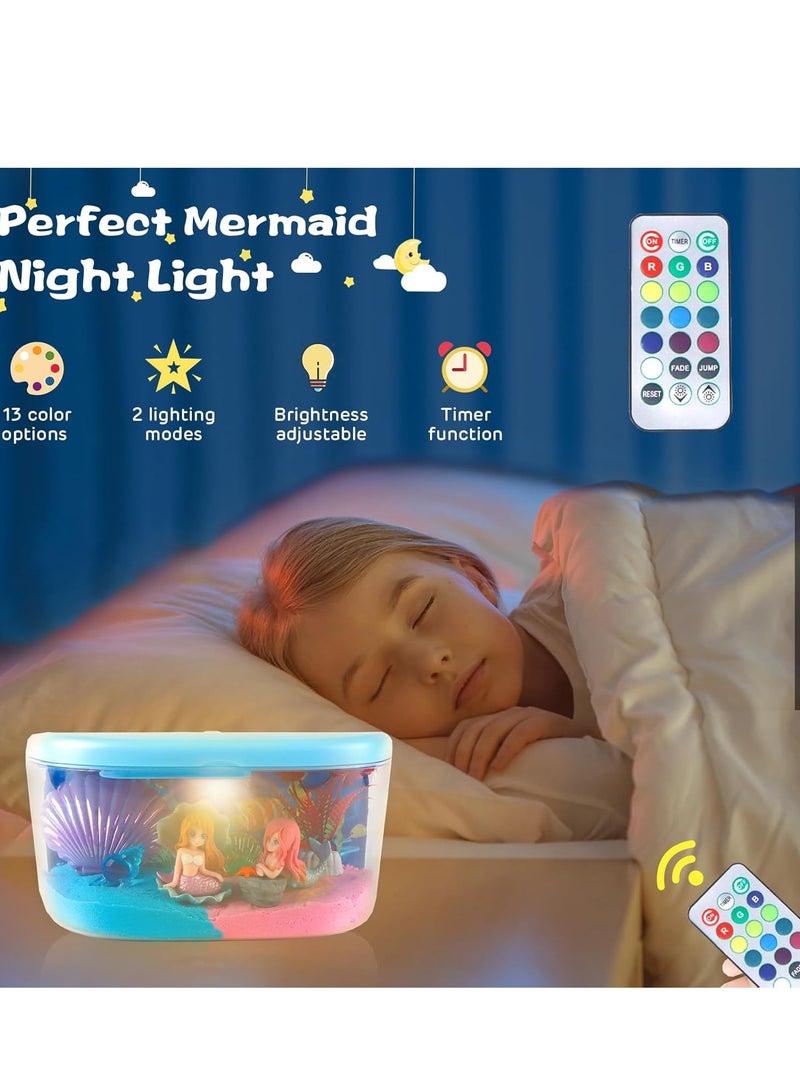 RAKAY Mermaid Terrarium Light Up Kit for Kids - Birthday Gift for Girls 4-5-6-7-8-12 Year Old, DIY Mermaid Craft Toy with LED Night Light & Remote - Creative Arts and Crafts Gift for Girls Ages 4-12 - Image 2