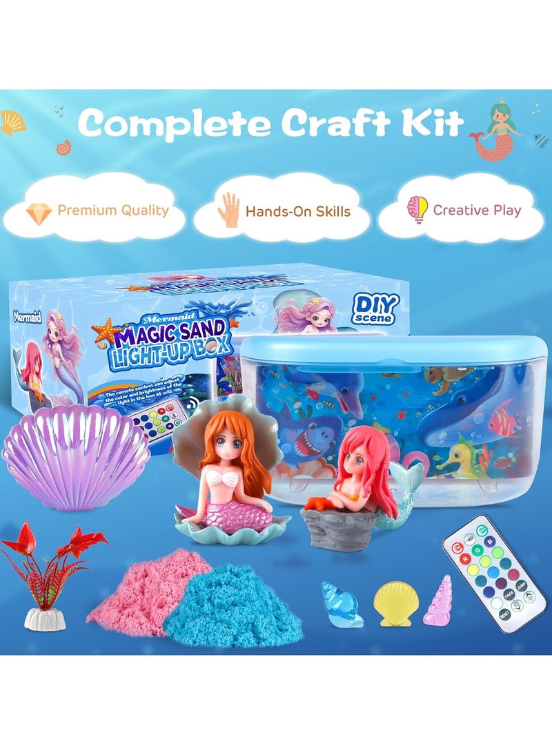 RAKAY Mermaid Terrarium Light Up Kit for Kids - Birthday Gift for Girls 4-5-6-7-8-12 Year Old, DIY Mermaid Craft Toy with LED Night Light & Remote - Creative Arts and Crafts Gift for Girls Ages 4-12 - Image 3