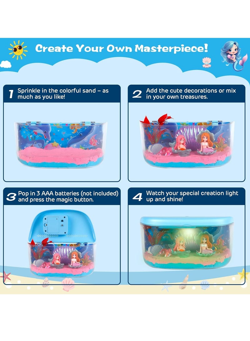 RAKAY Mermaid Terrarium Light Up Kit for Kids - Birthday Gift for Girls 4-5-6-7-8-12 Year Old, DIY Mermaid Craft Toy with LED Night Light & Remote - Creative Arts and Crafts Gift for Girls Ages 4-12 - Image 4