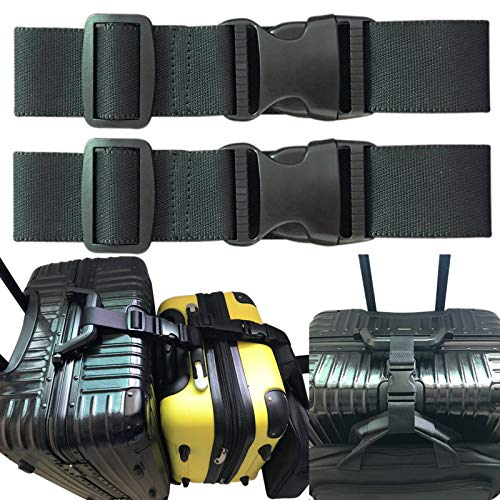 monochef 2pcs Travel Luggage Straps for Suitcases, Two Add a Bag Travel Luggage Adjustable Buckle Belt Travel Accessories Connector Attachment - Connect Your 3 luggages - Image 1