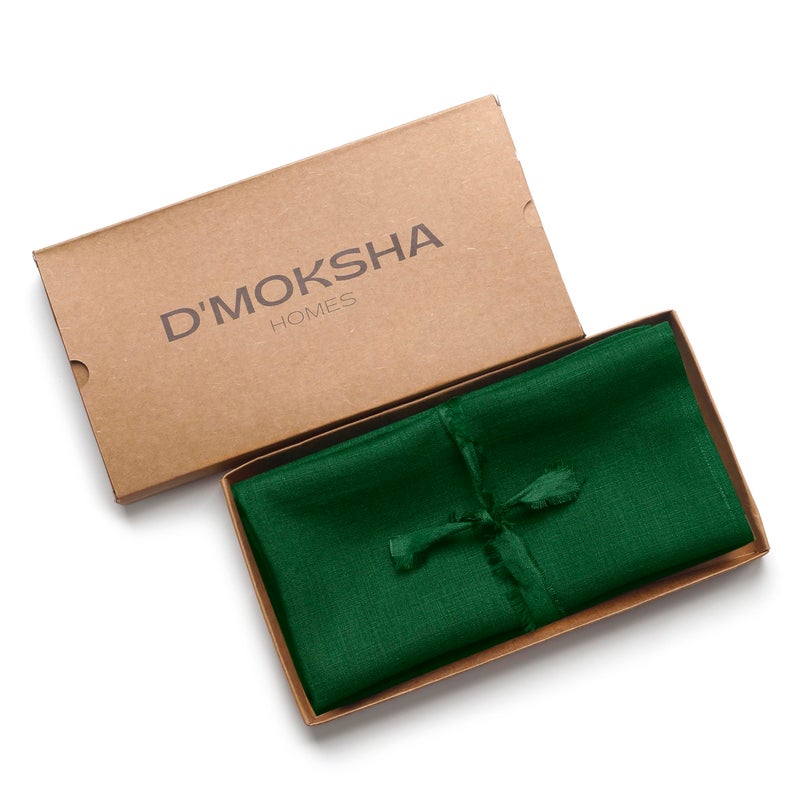 D'Moksha Homes D'Moksha Homes Linen Dinner Napkins 18 x 18 Inch - 100% Pure Linen Forest Green Napkins Set of 8 - Washable Forest Green Cloth Napkins for St Patricks Day  - Image 3