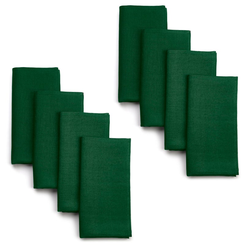 D'Moksha Homes D'Moksha Homes Linen Dinner Napkins 18 x 18 Inch - 100% Pure Linen Forest Green Napkins Set of 8 - Washable Forest Green Cloth Napkins for St Patricks Day  - Image 1