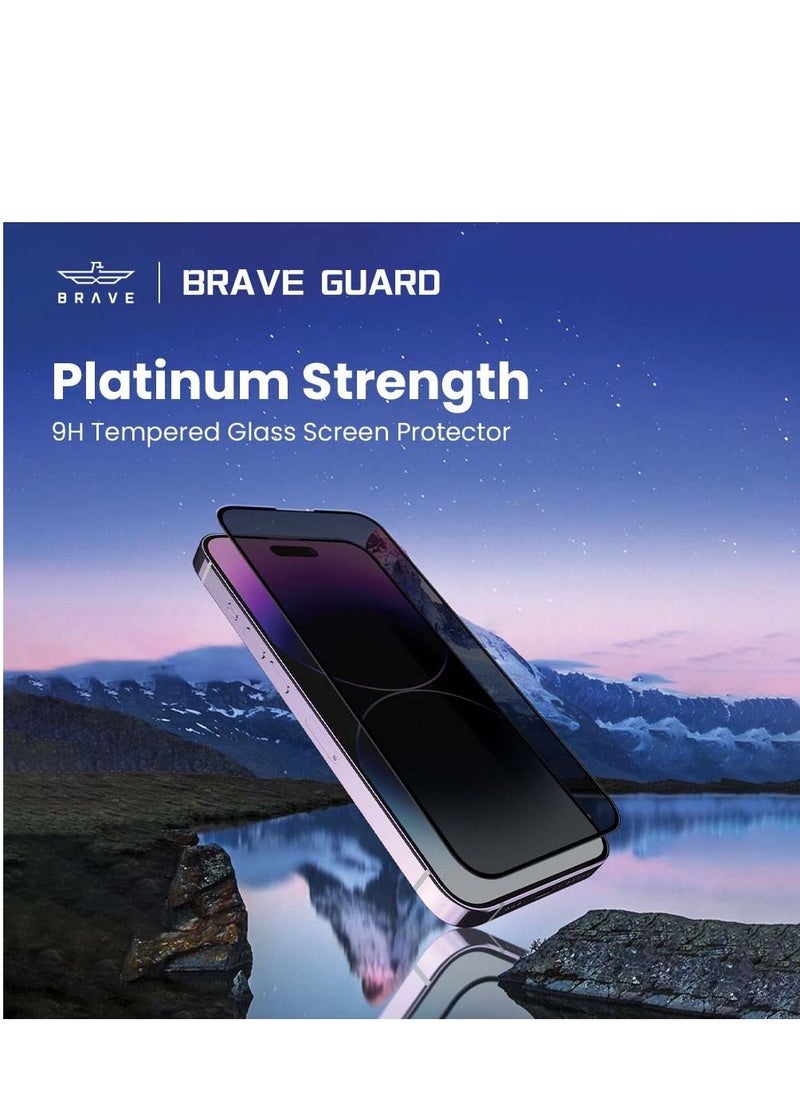 Brave - Privacy Screen Protector for iPhone 12 Pro 6.1inch 9H Anti-Spy Tempered Glass Unbreakable Edge to Edge Coverage Bubble Free, HD Clear, Anti-Scratch, Anti Crack, Easy Installation Including Easy Align - Image 1