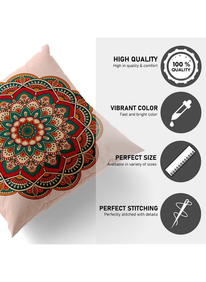 HOOPY Canvas Set of 5 Designer Decorative Throw Pillow/Cushion Covers (16 Inch X 16 Inch, Mandala Print), 100 TC,Multicolor - Image 3