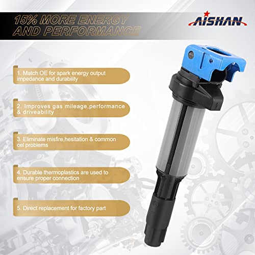 AISHAN Set of 8 Ignition Coil Pack Compatible with BMW 330i 330xi 525i 530i 545i 550i 645ci 650i 745i 745li 750i 750li 760i 760li M3 X3 Z4 | Replace# UF515 UF522 12137594938 - Image 3