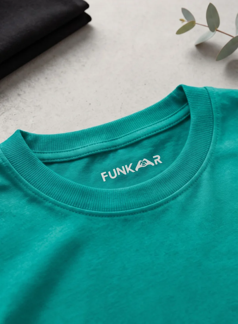 Funkaar Teal Funkaar Unisex Dino Eatem Graphic Print Tshirt  | Best Price UAE