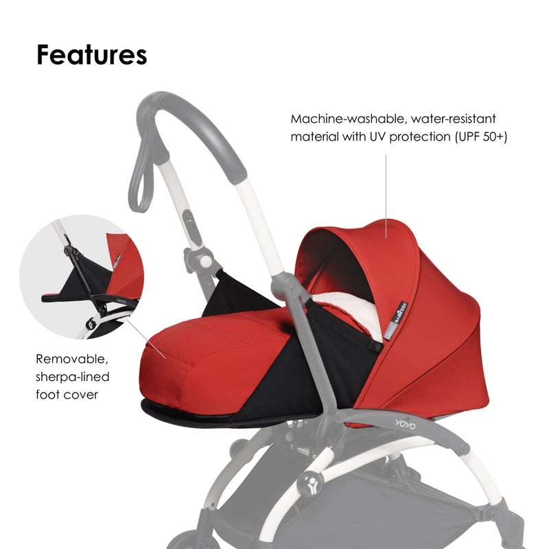 Babyzen YOYO 0+ Newborn Pack, Red - Includes Mattress, Canopy, Head Support & Foot Cover - Requires YOYO2 Frame (Sold Separately) - Image 5