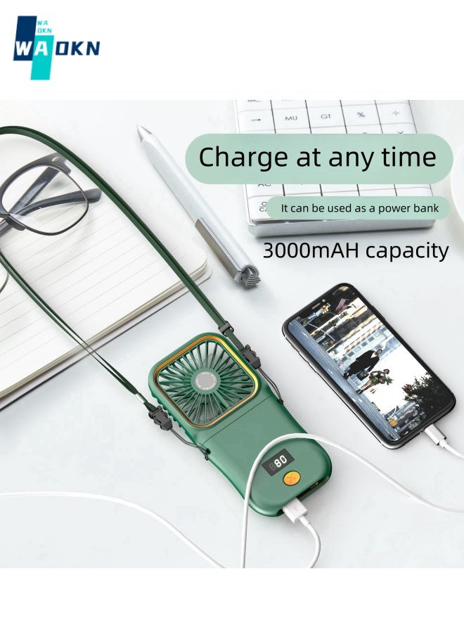 دبليو أيه أو كي أن مروحة سطح المكتب المحمولة ، مروحة الجيب 3000mAh مروحة USB قابلة للشحن 3 سرعات قابلة للتعديل دوران الهواء مروحة ، مكتب منزلي داخلي مروحة في الهواء الطلق (أخضر)  - Image 3