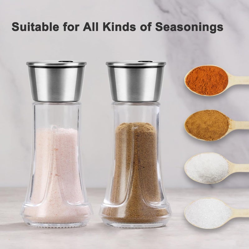 Neodaco Salt and Pepper Shakers Set Glass - 4 OZ Spice Dispenser with Adjustable Pour Holes for Kitchen Gadgets, Set of 2, Perfect for Table Salt, Black and White Pepper - Image 5