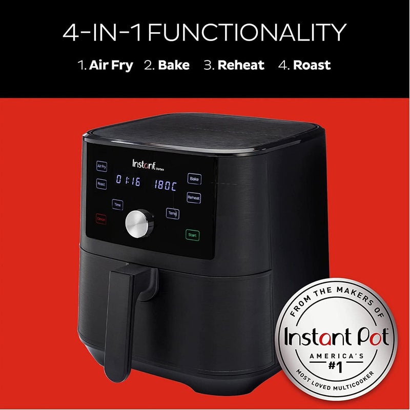 INSTANT Vortex Digital Single Drawer Air Fryer with Easy to Use 4 Smart Programmes - Air Fry, Bake, Roast and Reheat Capacity, Black - 5.7 Litre, 1700W, 2 Years Manufacturer's Warranty - Image 2