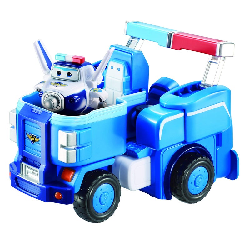 Super Wings 7" Paul's Police Cruiser with 2" Transform-a-Bot Paul Mini Figure, Transforming Airplane Toys Vehicle Set, Fun Preschool Toy Plane for 3 4 5 Year Old Boys and Girls, Birthday Gift - Image 1